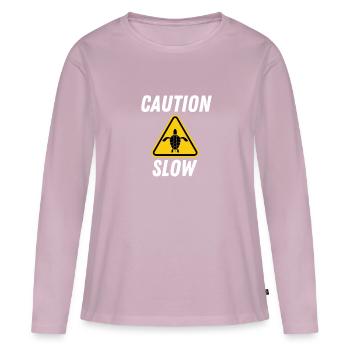 Signe lent de prudence de tortue - T-shirt manches longues Premium bio Femme - rose poudré - Devant - Julia (174cm)