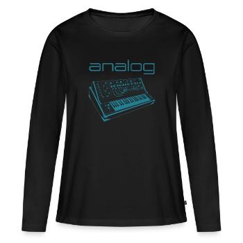 Synthétiseur modulaire Vintage Analogique - T-shirt manches longues Premium bio Femme - noir - Devant - Julia (174cm)