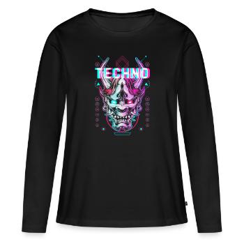 Techno Demon Glitch Electro Bass Music - Women's Premium Organic Long Sleeve Shirt - black - Front - Julia (174cm)