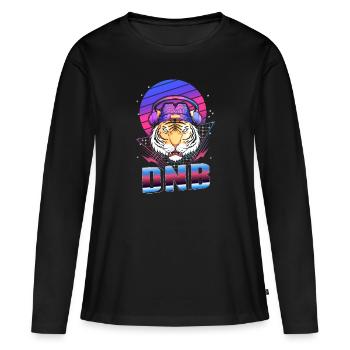 Drum Bass Tiger Electronic Music Vaporwave - Women's Premium Organic Long Sleeve Shirt - black - Front - Julia (174cm)