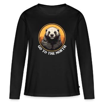 Venez dans le Nord - Portrait de Wolverine - T-shirt manches longues Premium bio Femme - noir - Devant - Julia (174cm)
