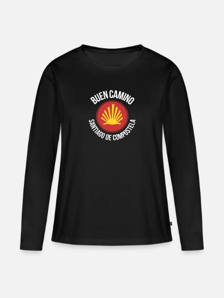 Jakobsweg Buen Camino - Premium økologisk langærmet T-shirt til kvinder - sort