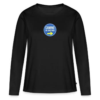 Route de pèlerinage Camino Temps de pèlerinage De Santiago - T-shirt manches longues Premium bio Femme - noir - Devant - Julia (174cm)