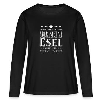 Witziger Spruch Esel Maultier Muli Geschenk - Frauen Premium Bio Langarmshirt - Schwarz - Vorne - Julia (174cm)