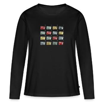 Rétro Amateur Radio Radio Radio Station Radio Hamradio - T-shirt manches longues Premium bio Femme - noir - Devant - Julia (174cm)