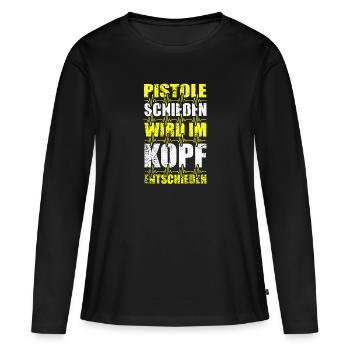 Pistole Schießen Sportpistole Sportschiessen - Frauen Premium Bio Langarmshirt - Schwarz - Vorne - Julia (174cm)