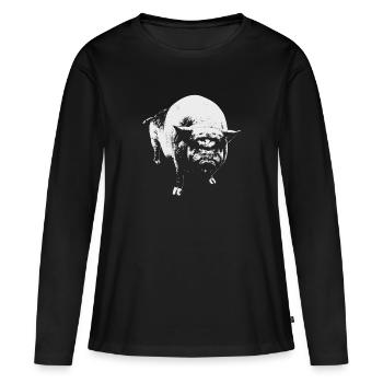 Schwein Hängebauchschwein Keiler - Frauen Premium Bio Langarmshirt - Schwarz - Vorne - Julia (174cm)