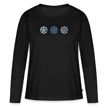 Cadeau de cristaux de neige de flocons de neige - T-shirt manches longues Premium bio Femme - noir - Devant - Julia (174cm)