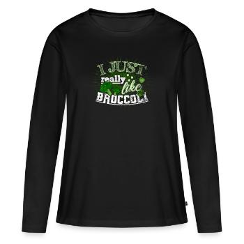 Légumes au brocoli - T-shirt manches longues Premium bio Femme - noir - Devant - Julia (174cm)
