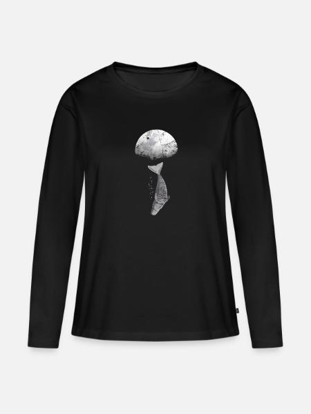 Wal Blauwal Pottwal Evolution - Frauen Premium Bio Langarmshirt - Schwarz
