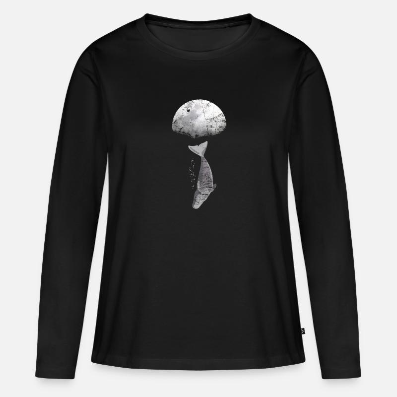 Wal Blauwal Pottwal Evolution - Frauen Premium Bio Langarmshirt - Schwarz