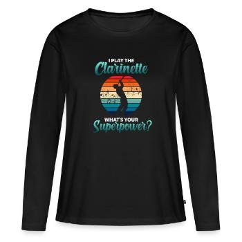 Clarinette clarinette - T-shirt manches longues Premium bio Femme - noir - Devant - Julia (174cm)