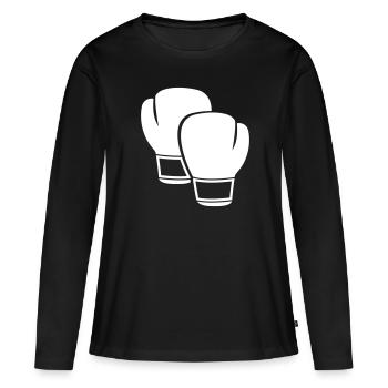 Boxhandschuhe - Frauen Premium Bio Langarmshirt - Schwarz - Vorne - Julia (174cm)