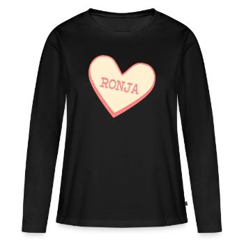 Ronja Nom Prénom Coeur de sucre rose - T-shirt manches longues Premium bio Femme - noir - Devant - Julia (174cm)