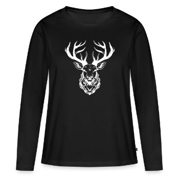Tête de cerf - T-shirt manches longues Premium bio Femme - noir - Devant - Julia (174cm)
