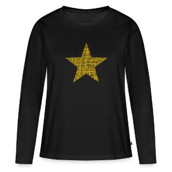 goldener Stern, golden star - Frauen Premium Bio Langarmshirt - Schwarz - Vorne - Julia (174cm)
