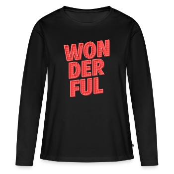 Wonderful | Strahle mit positiver Energie - Frauen Premium Bio Langarmshirt - Schwarz - Vorne - Julia (174cm)