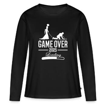 Wedding Loading 2025 Game Over - T-shirt manches longues Premium bio Femme - noir - Devant - Julia (174cm)