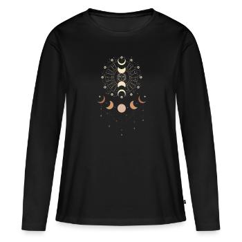Occulte Soleil Lune I Occulte I Spirituel - T-shirt manches longues Premium bio Femme - noir - Devant - Julia (174cm)