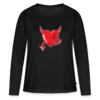Cœur Rouge - Cœur du Diable - Cœur du Diable - Cadeau - T-shirt manches longues Premium bio Femme - noir - Devant - Julia (174cm)