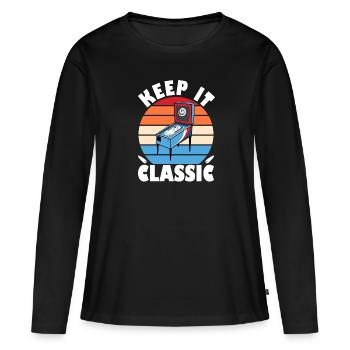 Retro Zocker Sprüche Gaming Geschenk - Frauen Premium Bio Langarmshirt - Schwarz - Vorne - Julia (174cm)