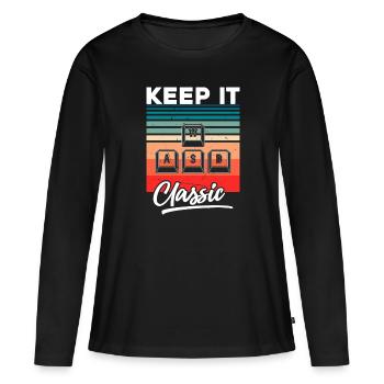 Video Games Spruch Classic Zocken - Frauen Premium Bio Langarmshirt - Schwarz - Vorne - Julia (174cm)