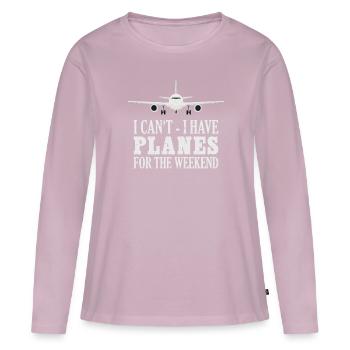 Pilote de ligne Capitaine d’aviation Jumbo Jet - T-shirt manches longues Premium bio Femme - rose poudré - Devant - Julia (174cm)