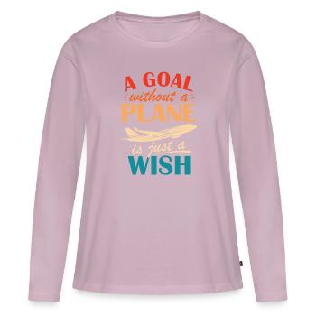 Capitaine pilote de ligne Jumbo Jet - T-shirt manches longues Premium bio Femme - rose poudré - Devant - Julia (174cm)