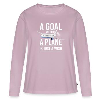 Capitaine pilote de ligne Jumbo Jet - T-shirt manches longues Premium bio Femme - rose poudré - Devant - Julia (174cm)