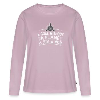 Capitaine pilote de ligne Jumbo Jet - T-shirt manches longues Premium bio Femme - rose poudré - Devant - Julia (174cm)