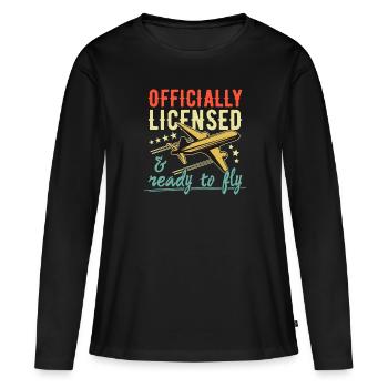 Flight license for a licensed pilot - Women's Premium Organic Long Sleeve Shirt - black - Front - Julia (174cm)