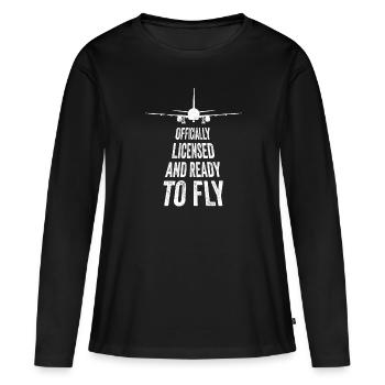 Flight license for a licensed pilot - Women's Premium Organic Long Sleeve Shirt - black - Front - Julia (174cm)