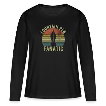 Stylo plume Stylo plume Encre Dicton Calligraphie - T-shirt manches longues Premium bio Femme - noir - Devant - Julia (174cm)