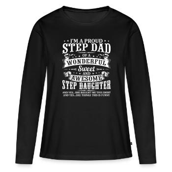 Funny Step Dad Fathers Day Christmas Step - Women's Premium Organic Long Sleeve Shirt - black - Front - Julia (174cm)