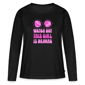 Examen du permis de conduire Examen de conduite - T-shirt manches longues Premium bio Femme - noir - Devant - Julia (174cm)