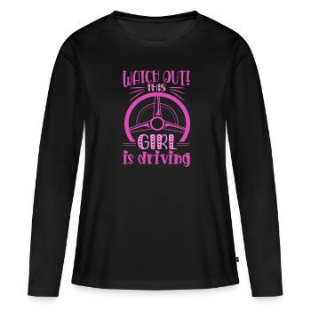 Examen du permis de conduire Examen de conduite - T-shirt manches longues Premium bio Femme - noir - Devant - Julia (174cm)