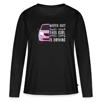 Examen du permis de conduire Examen de conduite - T-shirt manches longues Premium bio Femme - noir - Devant - Julia (174cm)