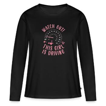 Examen du permis de conduire Examen de conduite - T-shirt manches longues Premium bio Femme - noir - Devant - Julia (174cm)