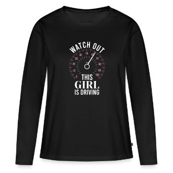 Examen du permis de conduire Examen de conduite - T-shirt manches longues Premium bio Femme - noir - Devant - Julia (174cm)