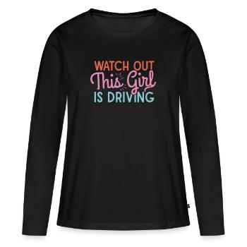 Examen du permis de conduire Examen de conduite - T-shirt manches longues Premium bio Femme - noir - Devant - Julia (174cm)