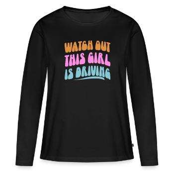 Examen du permis de conduire Examen de conduite - T-shirt manches longues Premium bio Femme - noir - Devant - Julia (174cm)