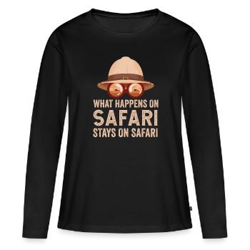 Ce qui se passe sur Safari reste sur Safari - T-shirt manches longues Premium bio Femme - noir - Devant - Julia (174cm)