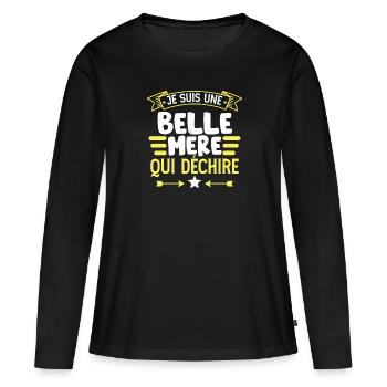 Belle-Mère Amusante - T-shirt manches longues Premium bio Femme - noir - Devant - Julia (174cm)