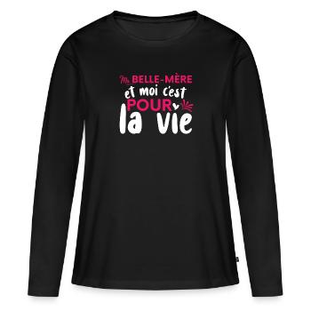 La Belle-Mère Et Moi | Belle Maman - T-shirt manches longues Premium bio Femme - noir - Devant - Julia (174cm)