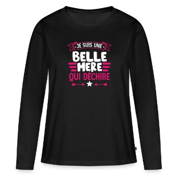 Je Suis Une Belle-Mère Qui Déchire - T-shirt manches longues Premium bio Femme - noir - Devant - Julia (174cm)