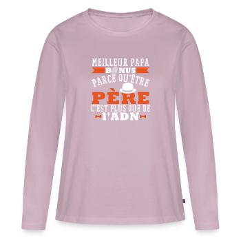 Meilleur Papa Bonus - T-shirt manches longues Premium bio Femme - rose poudré - Devant - Julia (174cm)