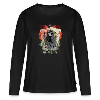 All in Poker Lucky 13 Skull Cadeau - T-shirt manches longues Premium bio Femme - noir - Devant - Julia (174cm)