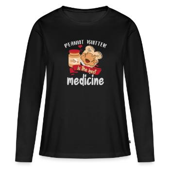 Le beurre de cacahuète est le meilleur médicament - T-shirt manches longues Premium bio Femme - noir - Devant - Julia (174cm)