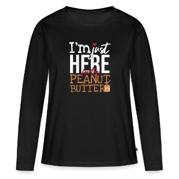 Ici pour le beurre de cacahuète - T-shirt manches longues Premium bio Femme - noir - Devant - Julia (174cm)