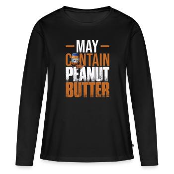 Peut contenir du beurre d’arachide - T-shirt manches longues Premium bio Femme - noir - Devant - Julia (174cm)
